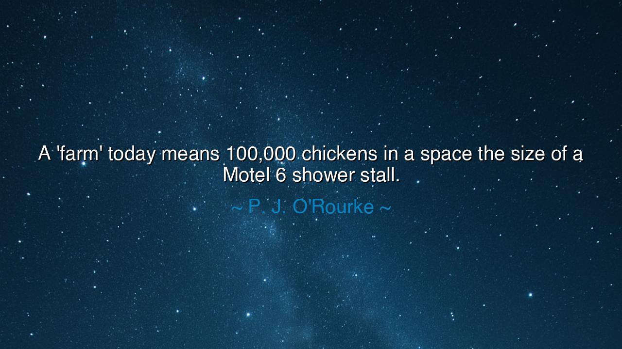 A 'farm' today means 100,000 chickens in a space the size of a
