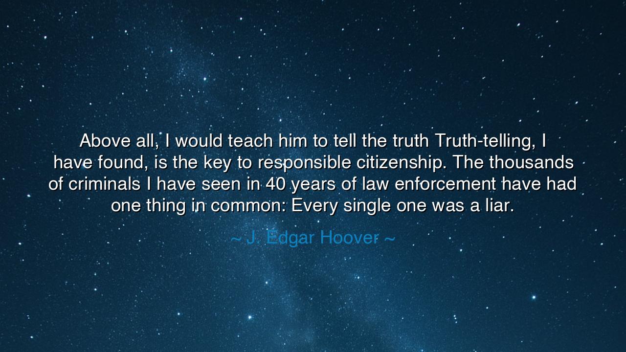 Above all, I would teach him to tell the truth Truth-telling, I