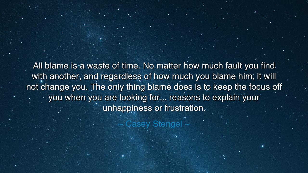 All blame is a waste of time. No matter how much fault you find