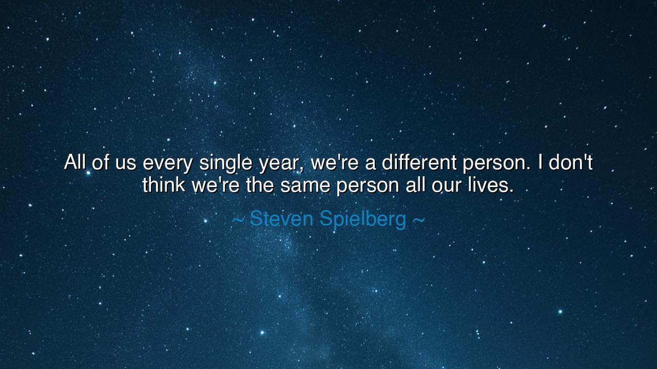All of us every single year, we're a different person. I don't