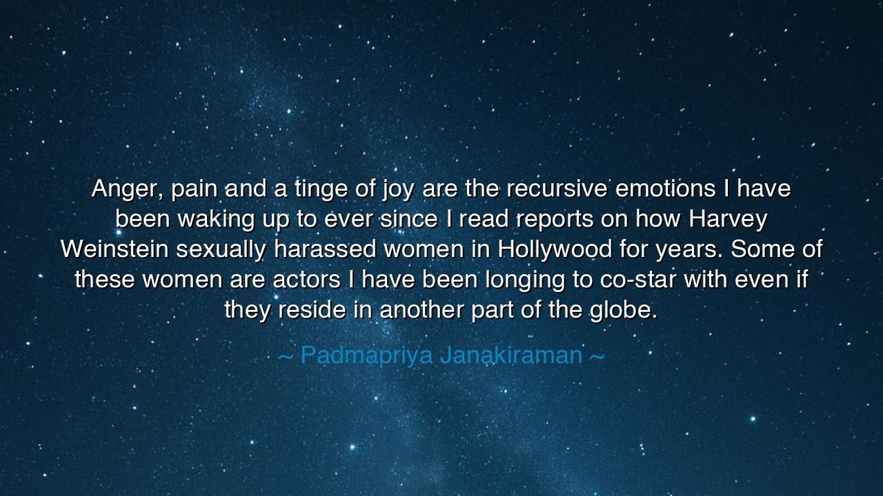Anger, pain and a tinge of joy are the recursive emotions I have