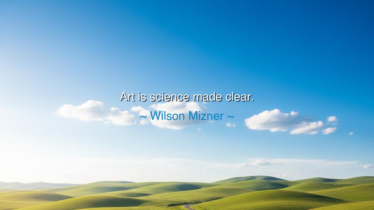 Art is science made clear.