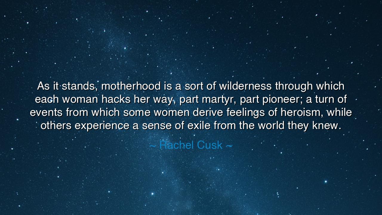 As it stands, motherhood is a sort of wilderness through which
