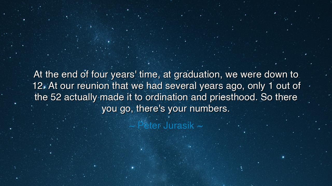 At the end of four years' time, at graduation, we were down to