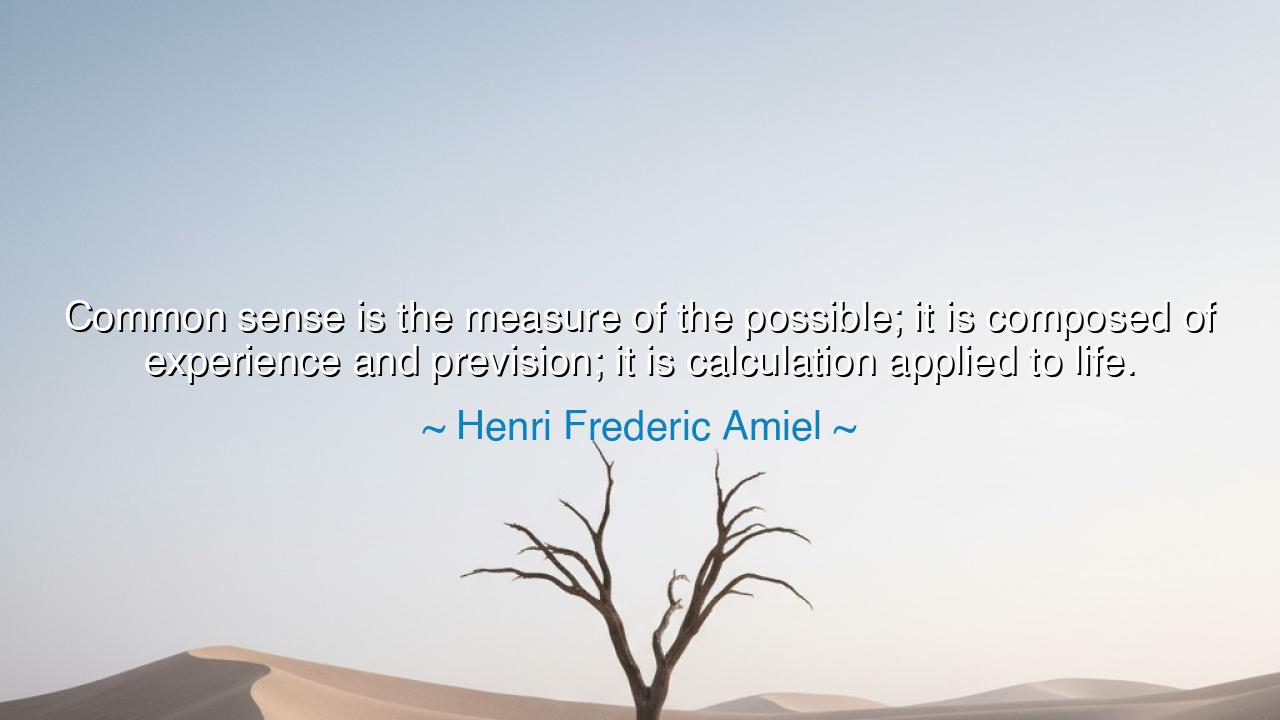 Common sense is the measure of the possible; it is composed of