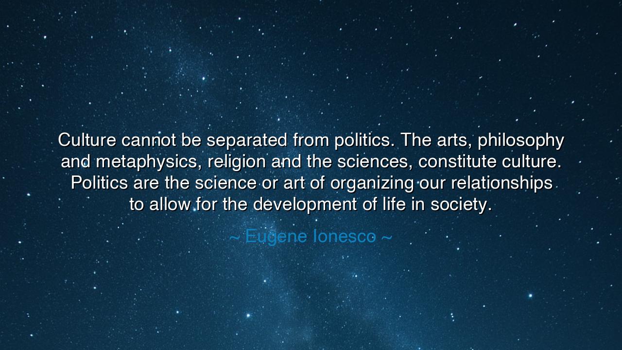 Culture cannot be separated from politics. The arts, philosophy