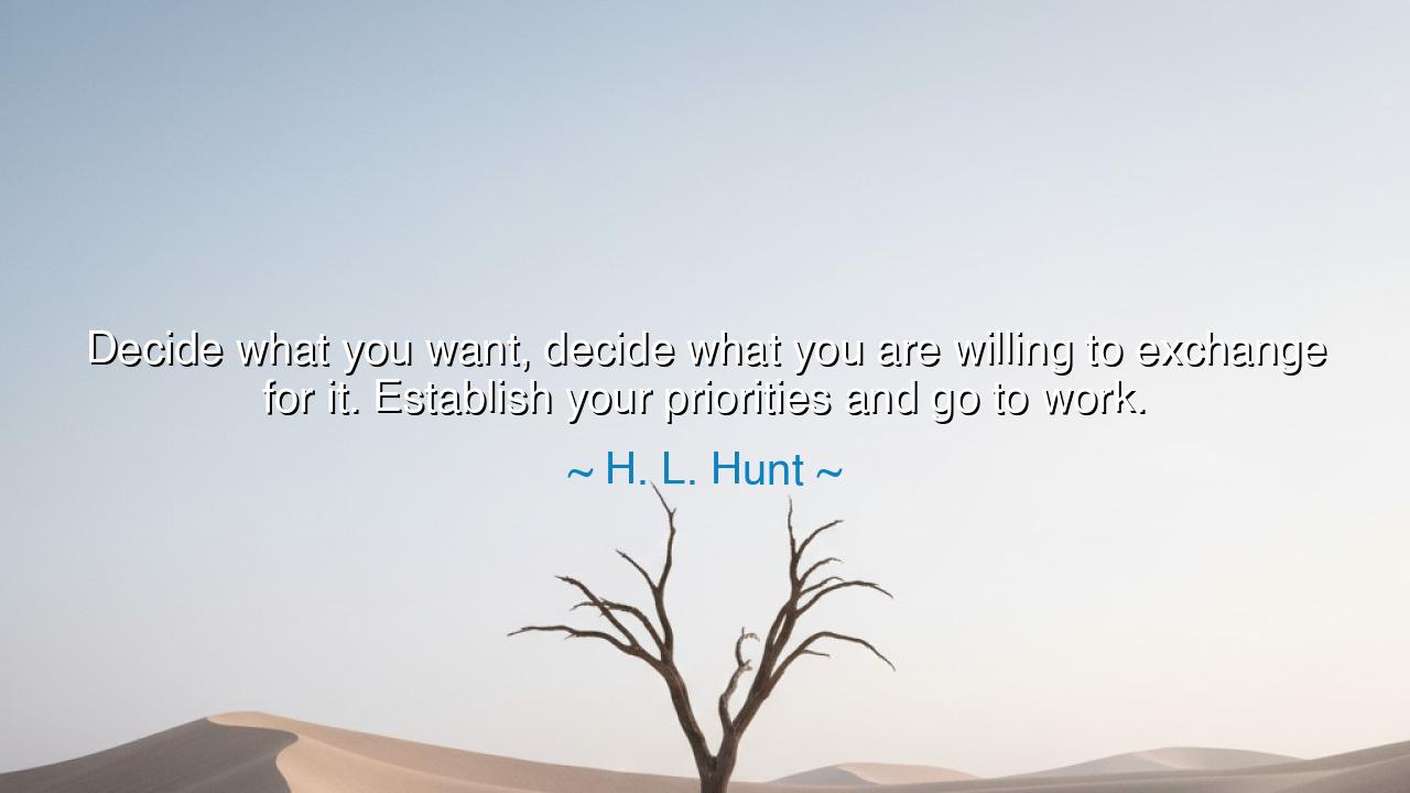 Decide what you want, decide what you are willing to exchange for