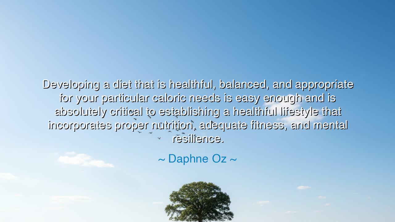 Developing a diet that is healthful, balanced, and appropriate
