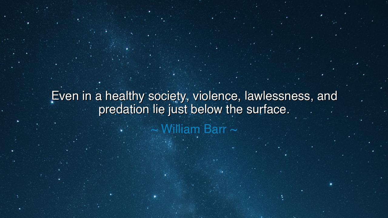 Even in a healthy society, violence, lawlessness, and predation