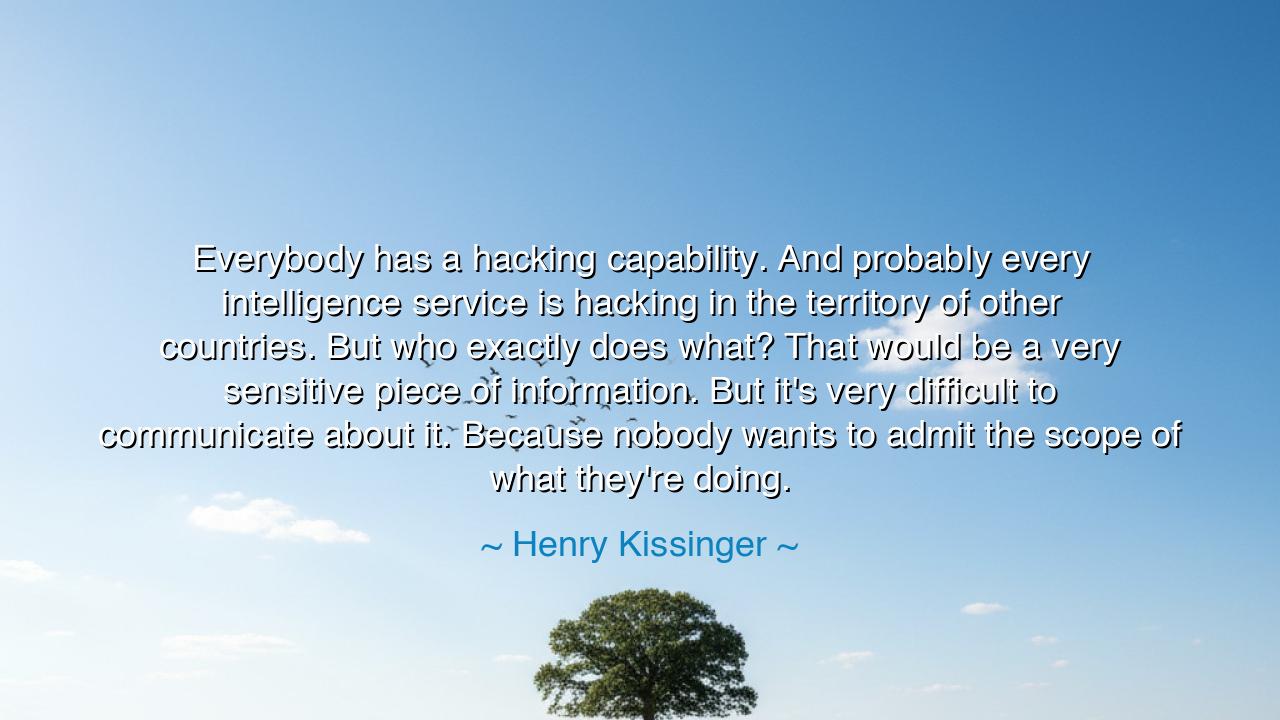 Everybody has a hacking capability. And probably every