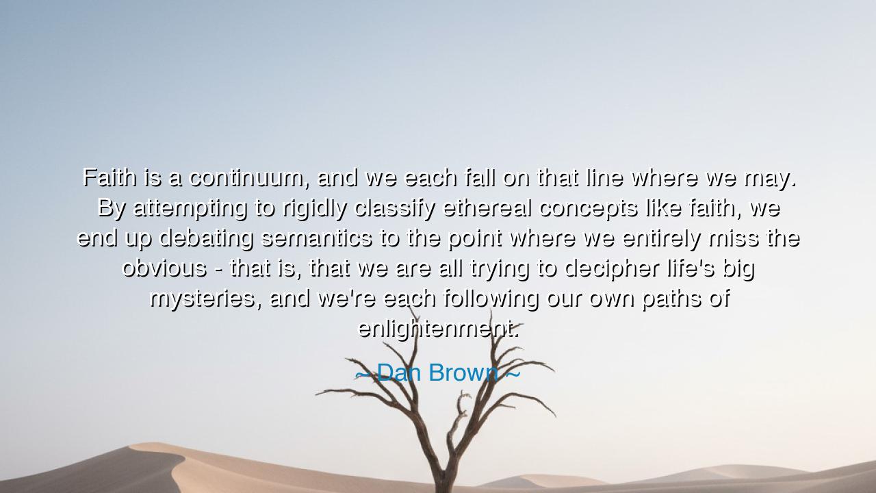Faith is a continuum, and we each fall on that line where we may.