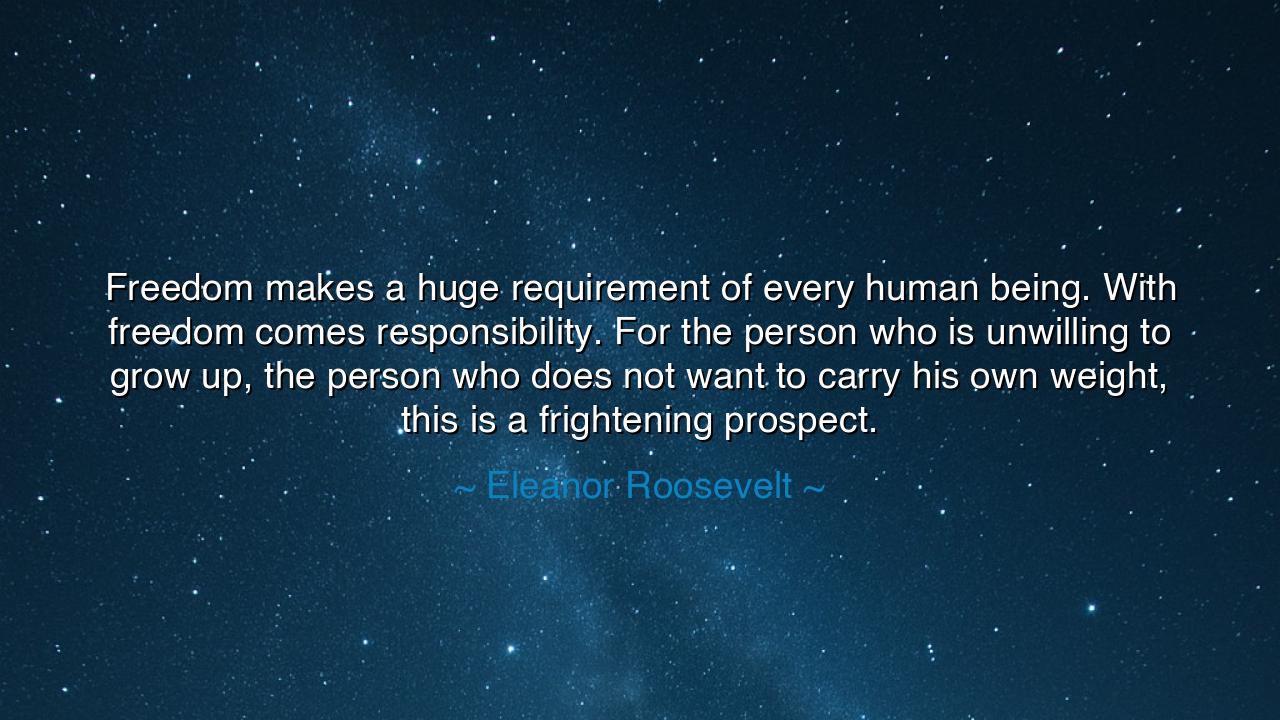 Freedom makes a huge requirement of every human being. With