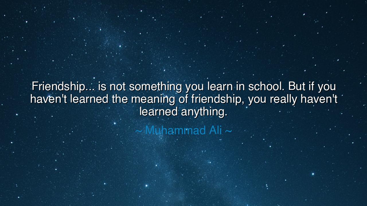 Friendship... is not something you learn in school. But if you