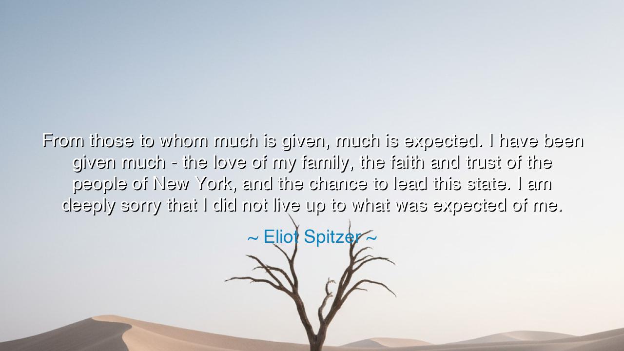 From those to whom much is given, much is expected. I have been