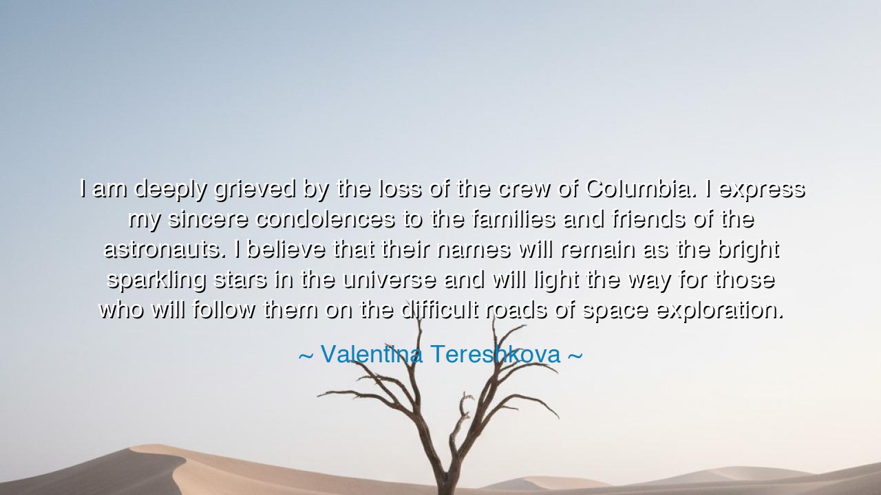 I am deeply grieved by the loss of the crew of Columbia. I