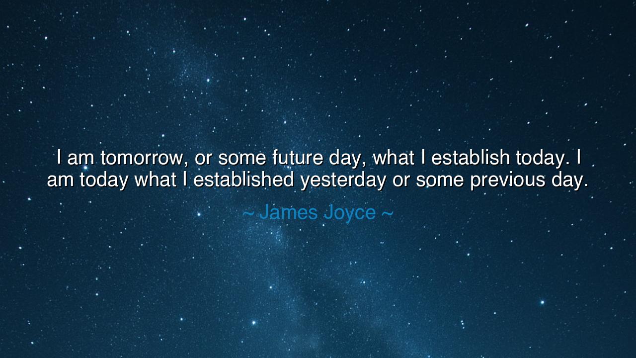 I am tomorrow, or some future day, what I establish today. I am