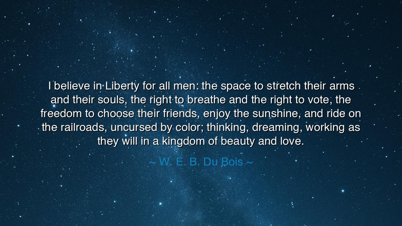 I believe in Liberty for all men: the space to stretch their arms