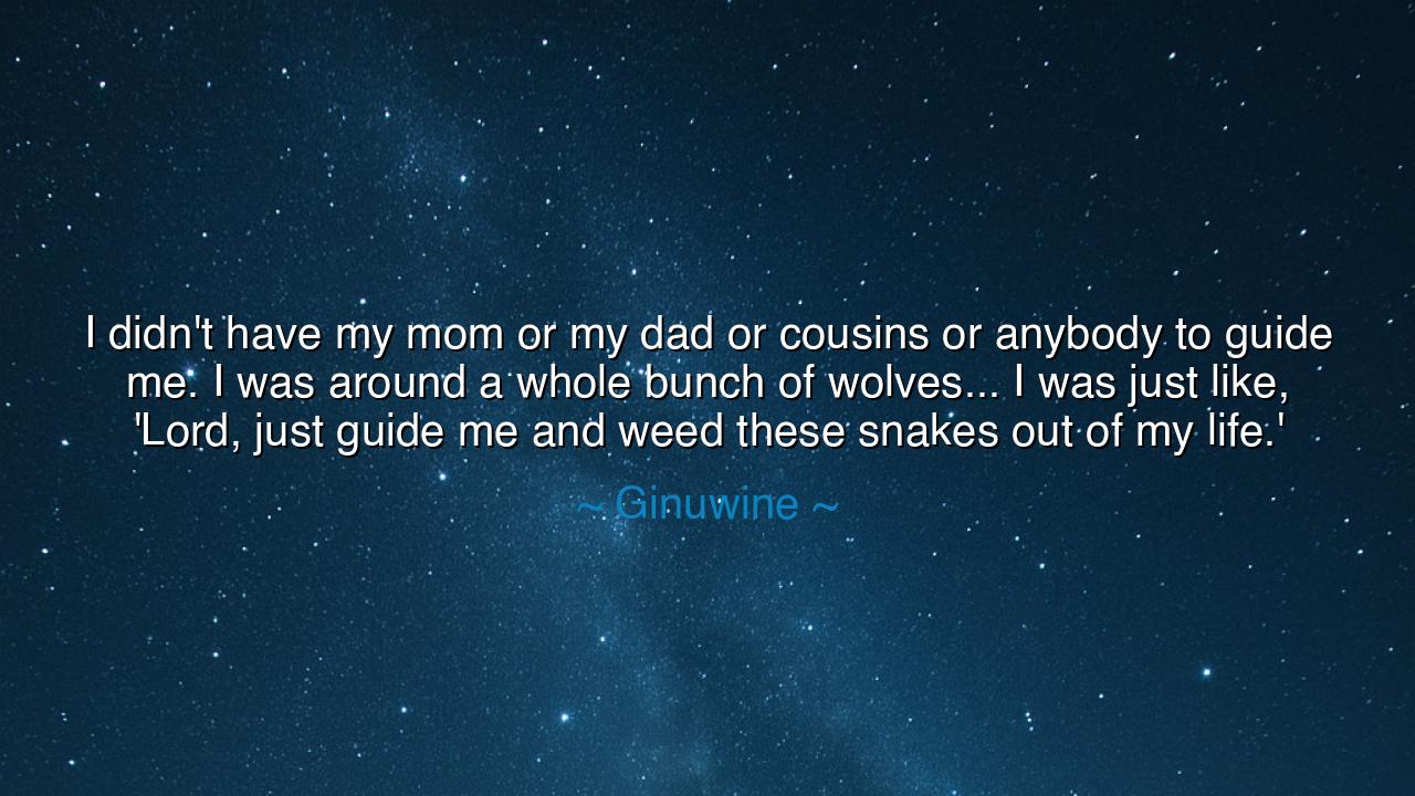I didn't have my mom or my dad or cousins or anybody to guide me.
