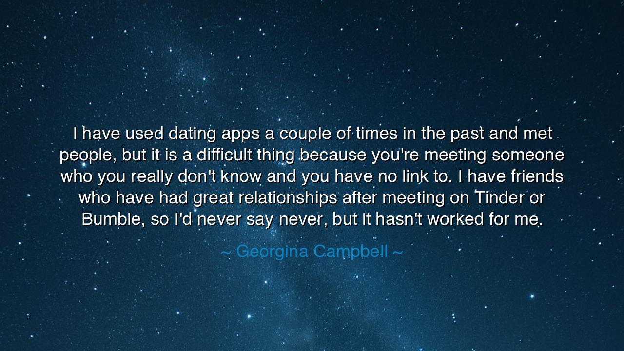 I have used dating apps a couple of times in the past and met