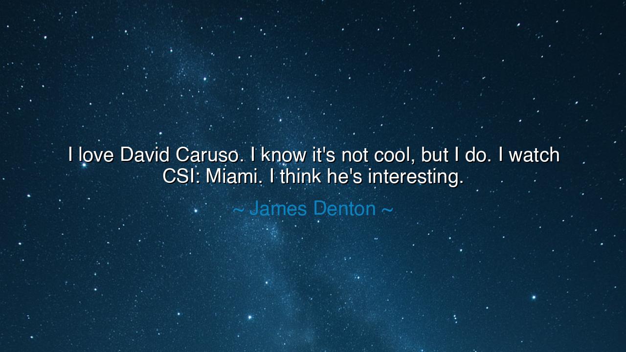 I love David Caruso. I know it's not cool, but I do. I watch CSI: