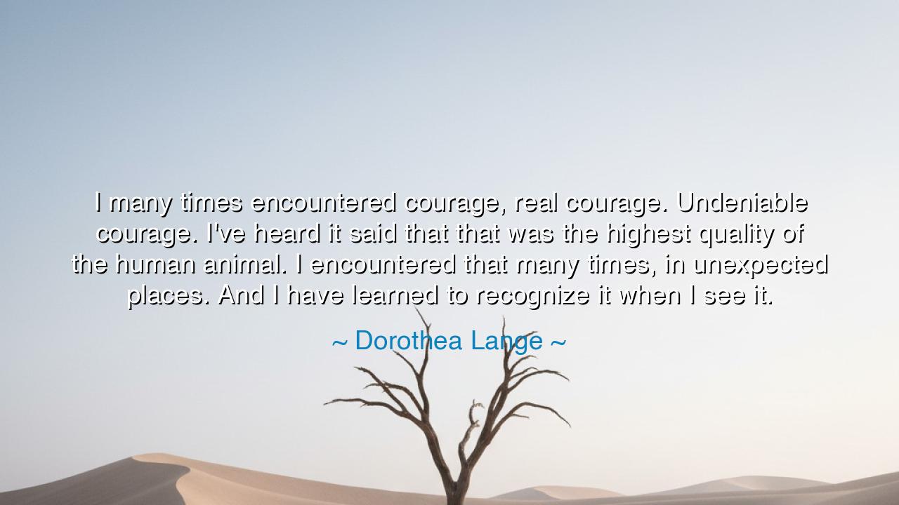 I many times encountered courage, real courage. Undeniable