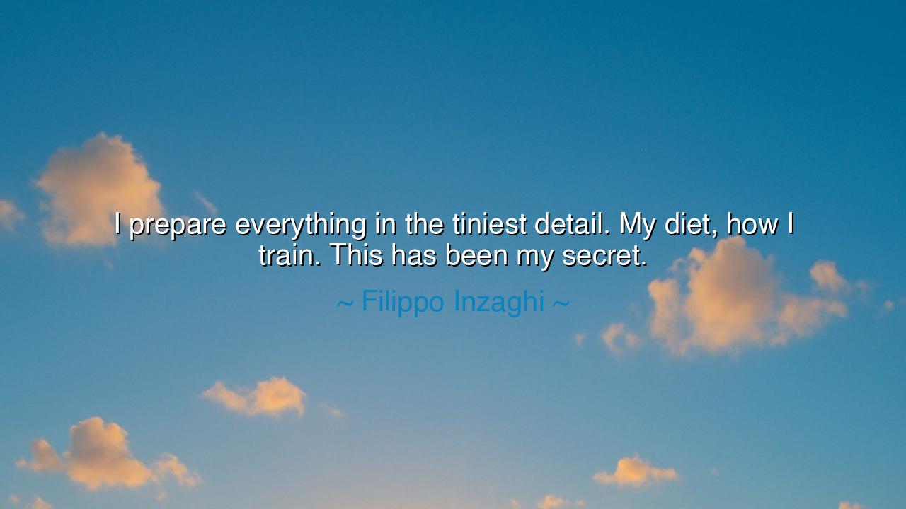 I prepare everything in the tiniest detail. My diet, how I train.
