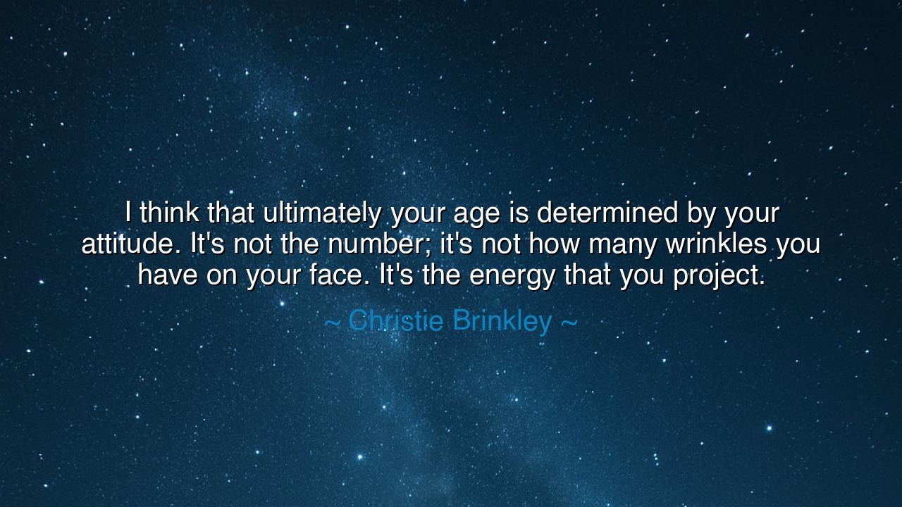 I think that ultimately your age is determined by your attitude.