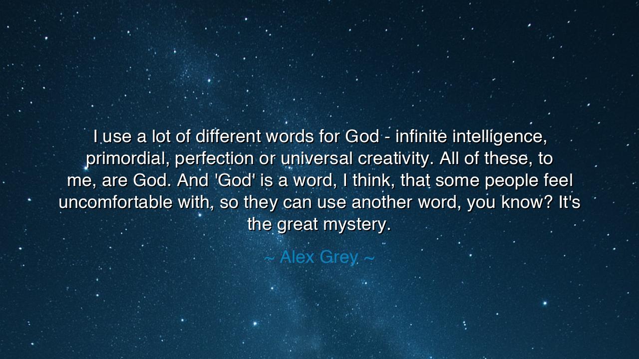 I use a lot of different words for God - infinite intelligence