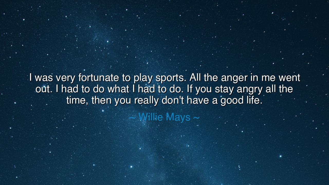 I was very fortunate to play sports. All the anger in me went