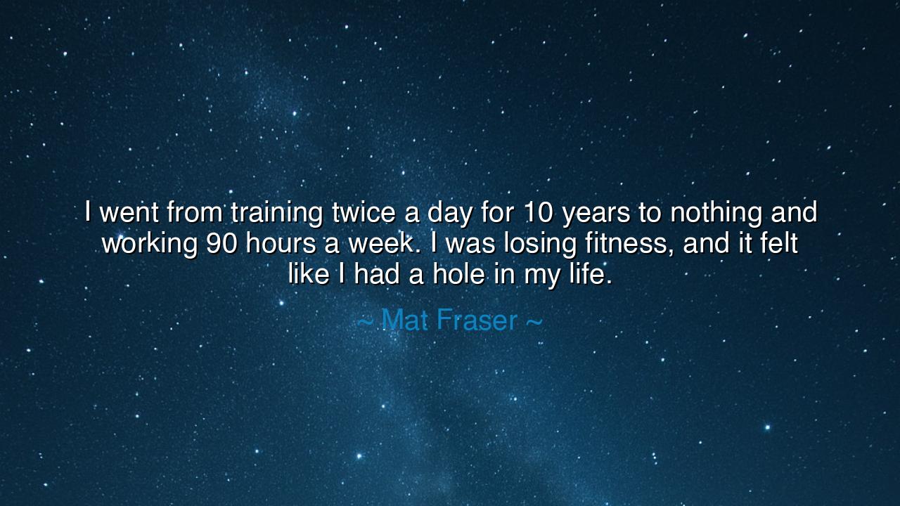 I went from training twice a day for 10 years to nothing and