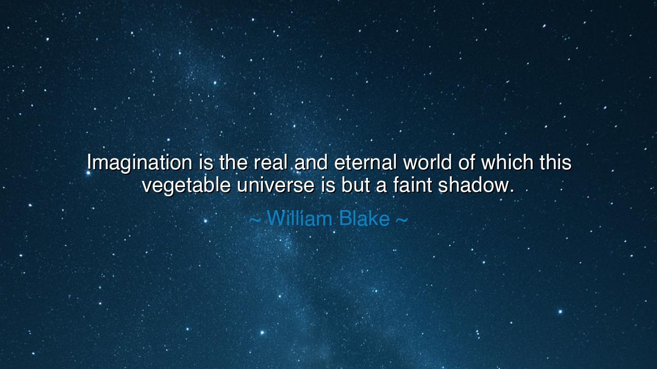 Imagination is the real and eternal world of which this vegetable