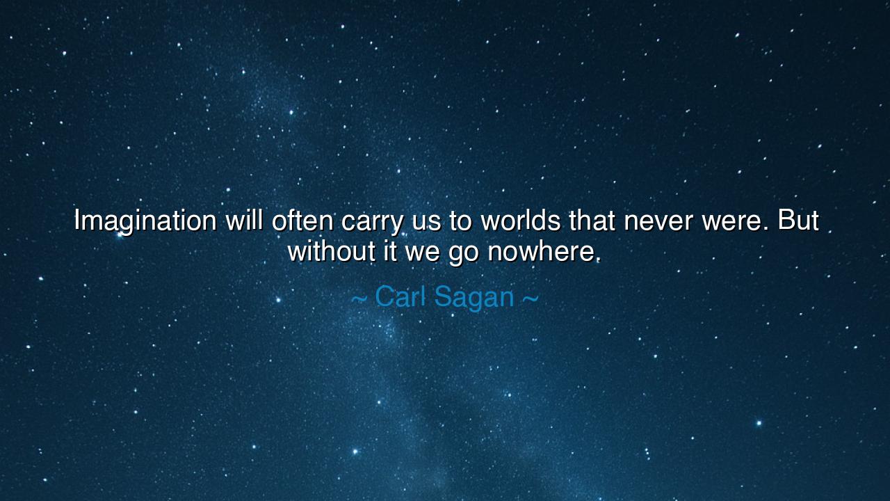 Imagination will often carry us to worlds that never were. But
