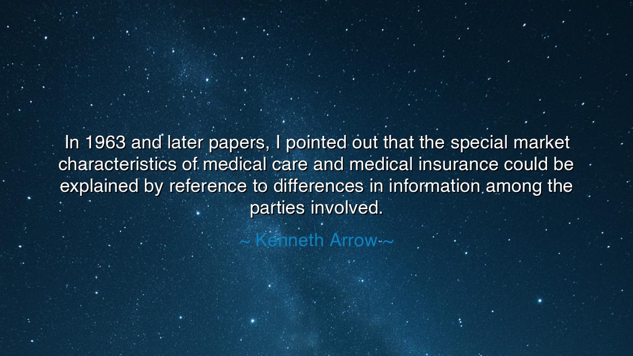 In 1963 and later papers, I pointed out that the special market