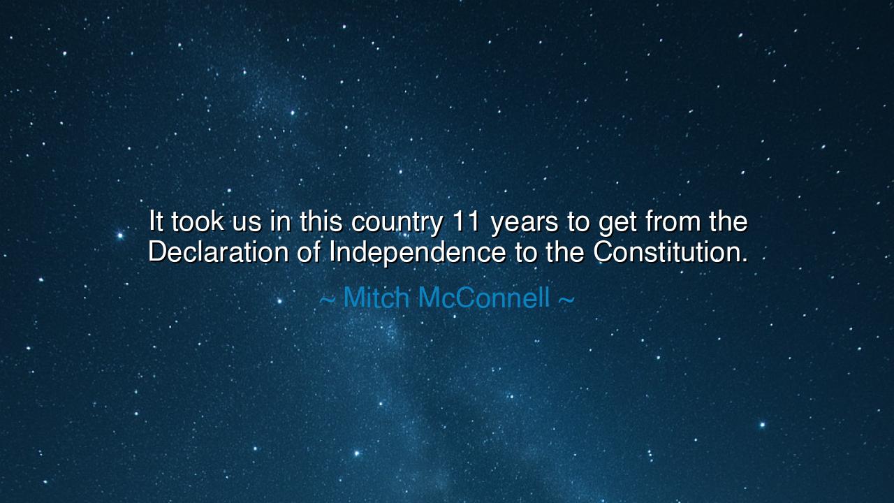 It took us in this country 11 years to get from the Declaration