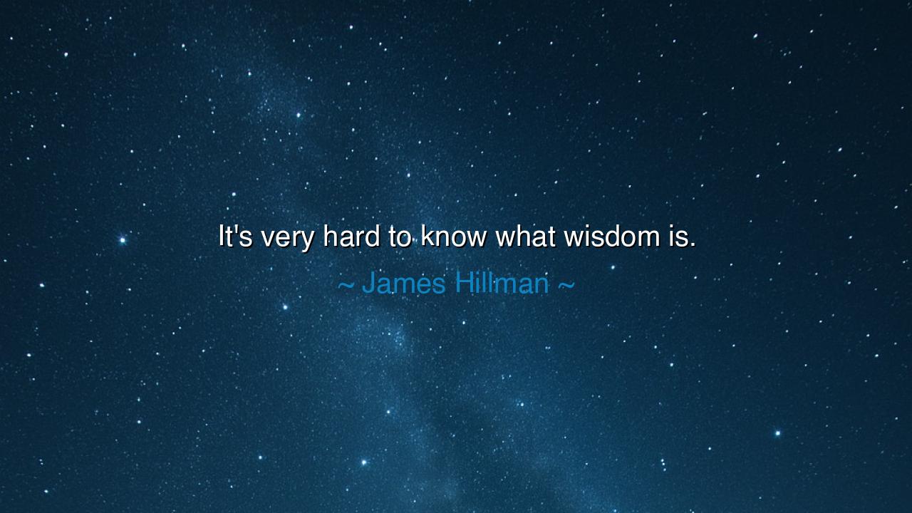 It's very hard to know what wisdom is.