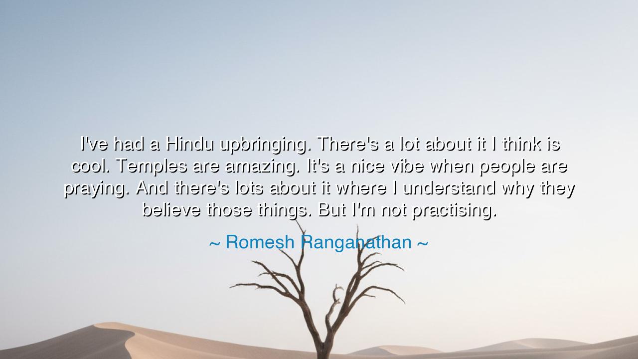 I've had a Hindu upbringing. There's a lot about it I think is