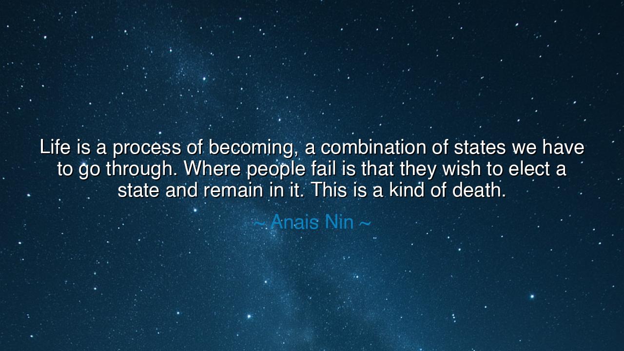 Life is a process of becoming, a combination of states we have to
