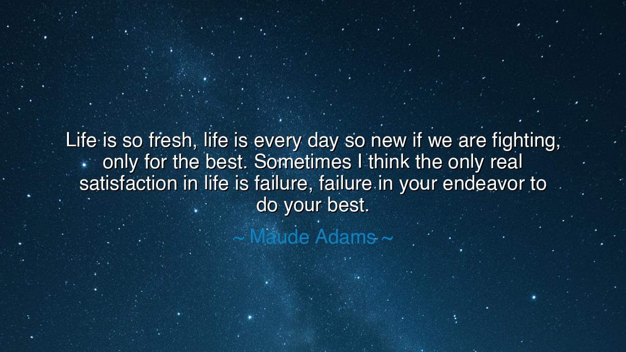 Life is so fresh, life is every day so new if we are fighting