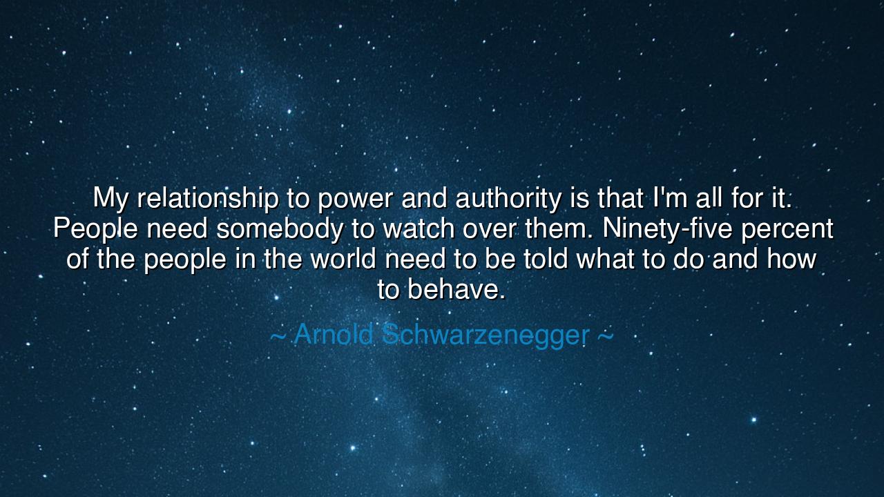 My relationship to power and authority is that I'm all for it.