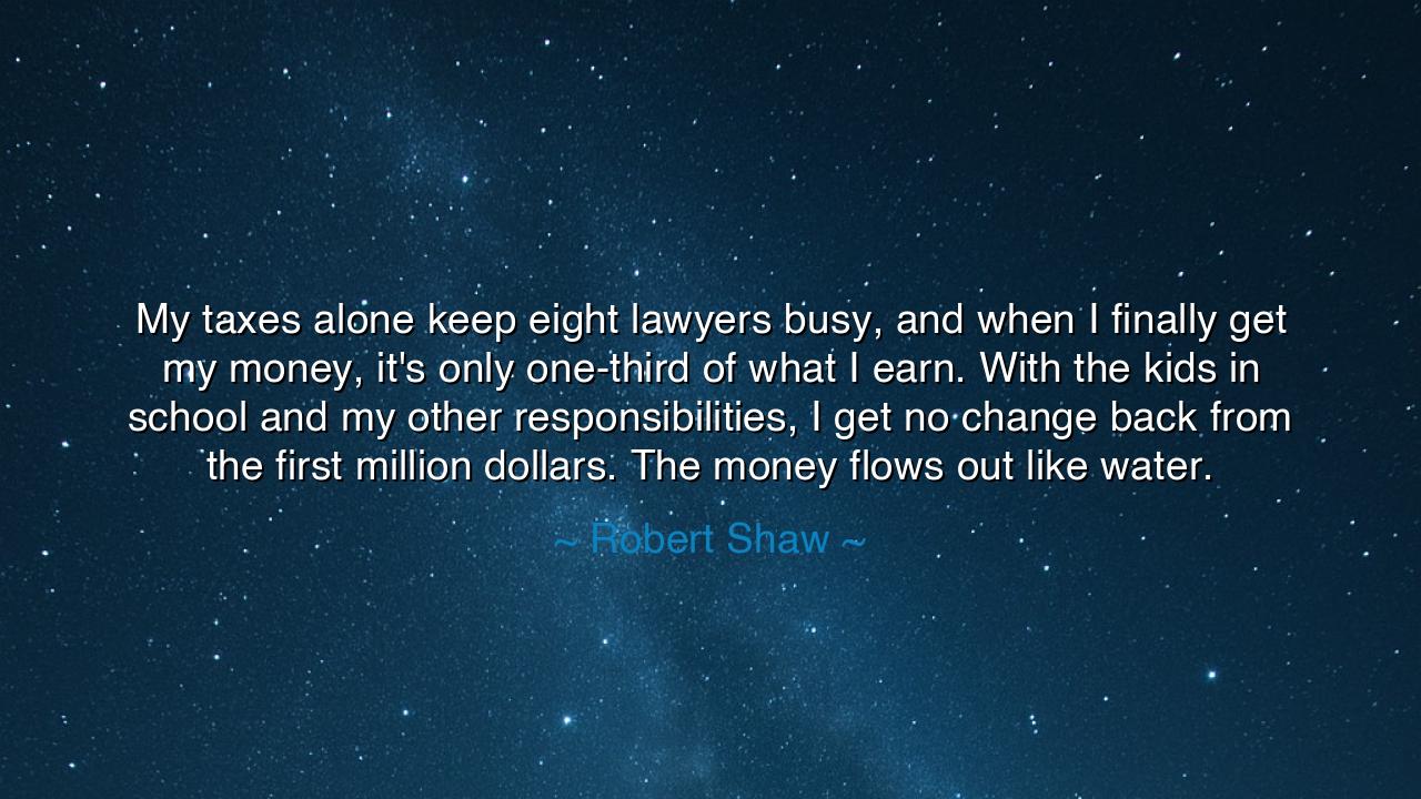 My taxes alone keep eight lawyers busy, and when I finally get my