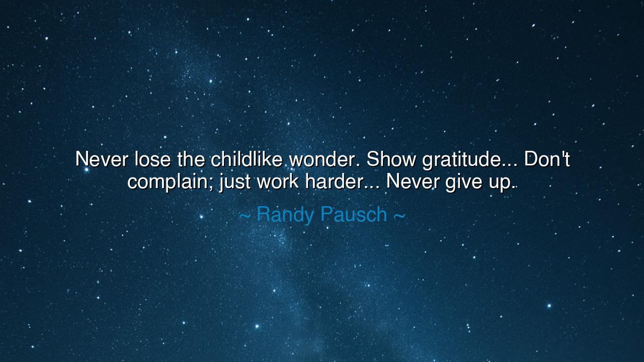 Never lose the childlike wonder. Show gratitude... Don't