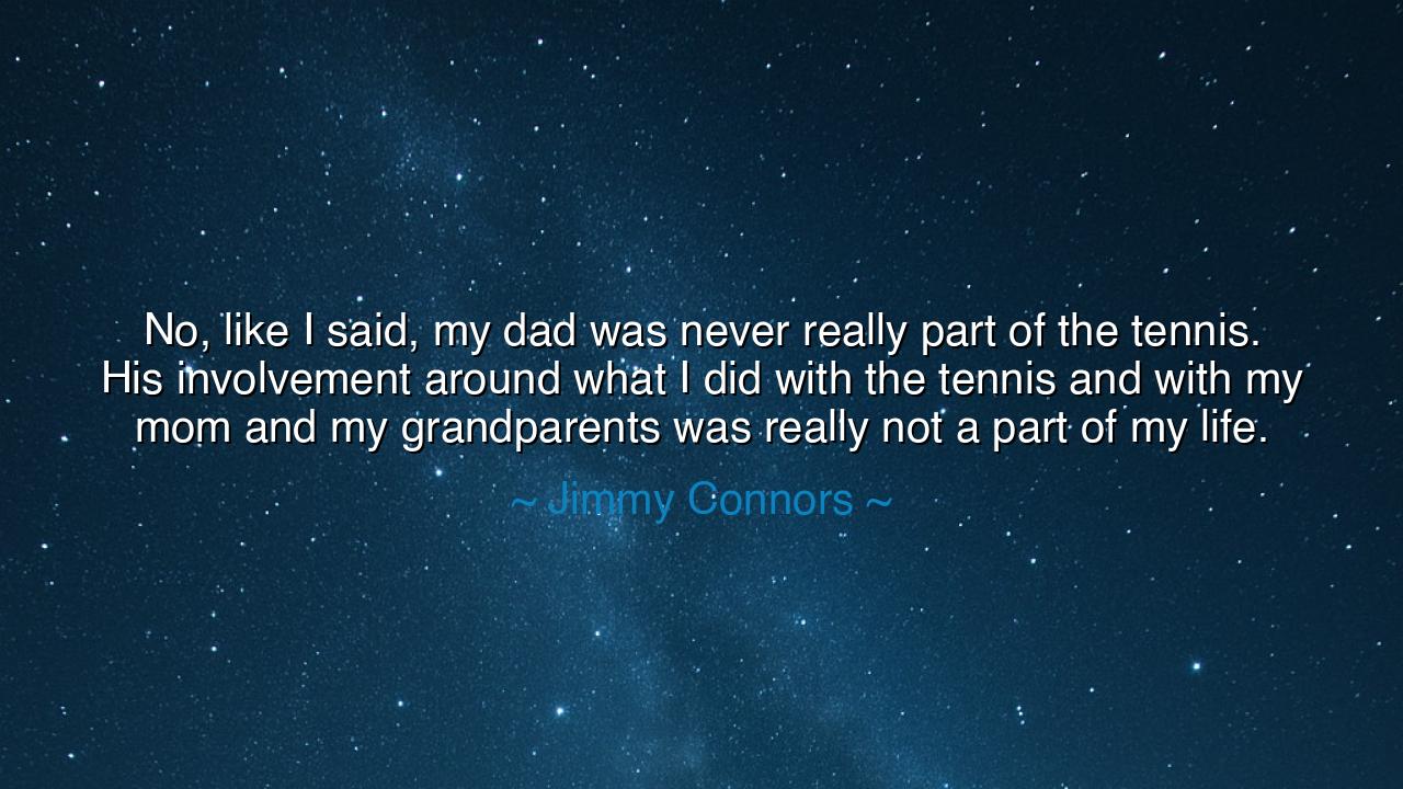 No, like I said, my dad was never really part of the tennis. His