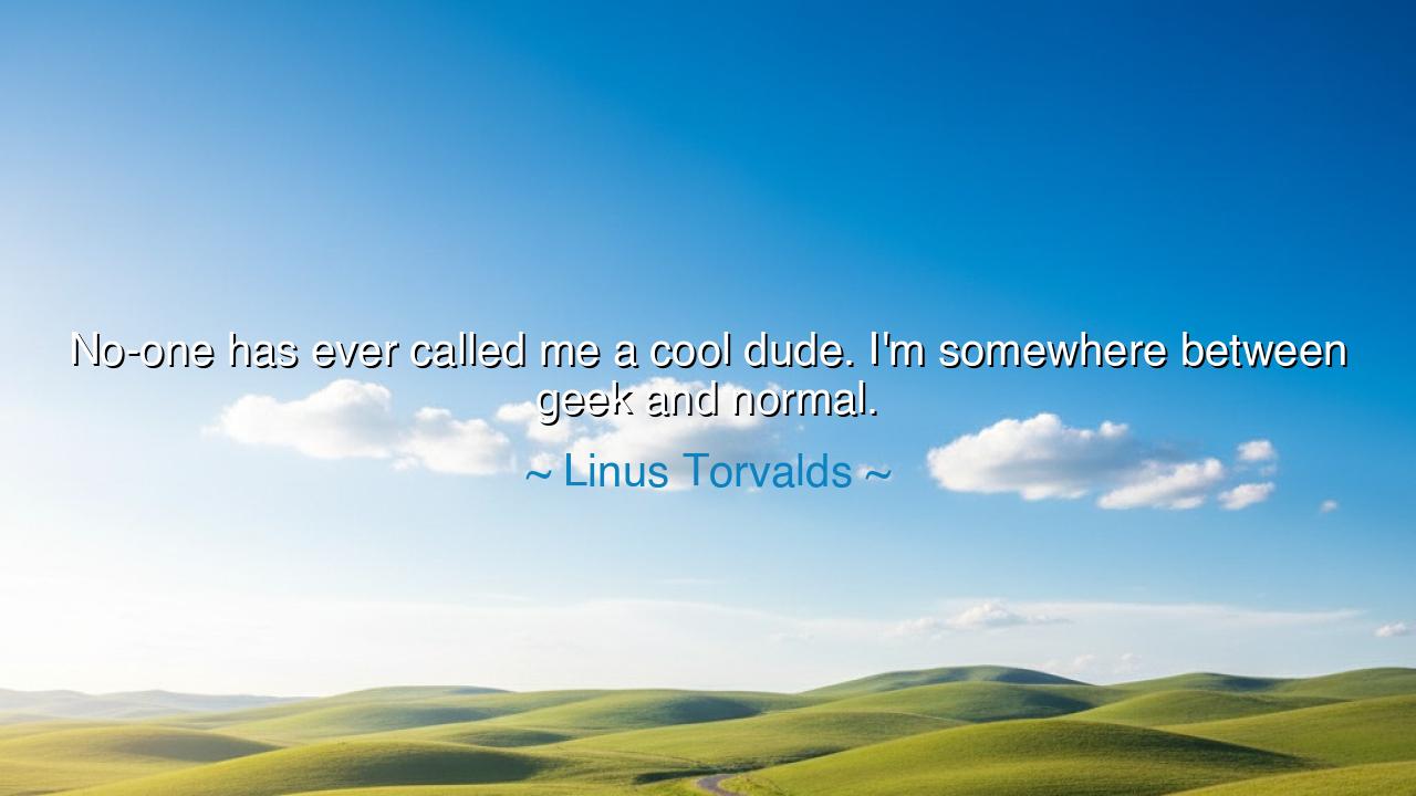 No-one has ever called me a cool dude. I'm somewhere between geek