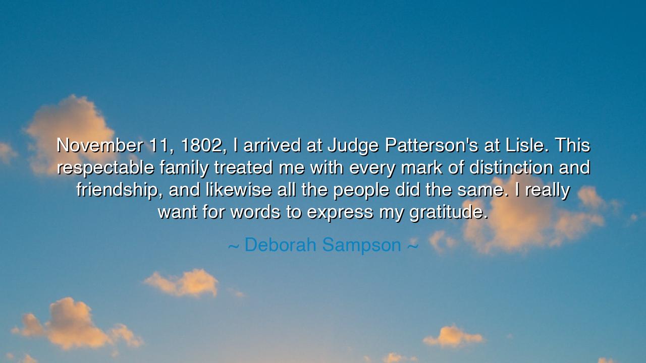 November 11, 1802, I arrived at Judge Patterson's at Lisle. This