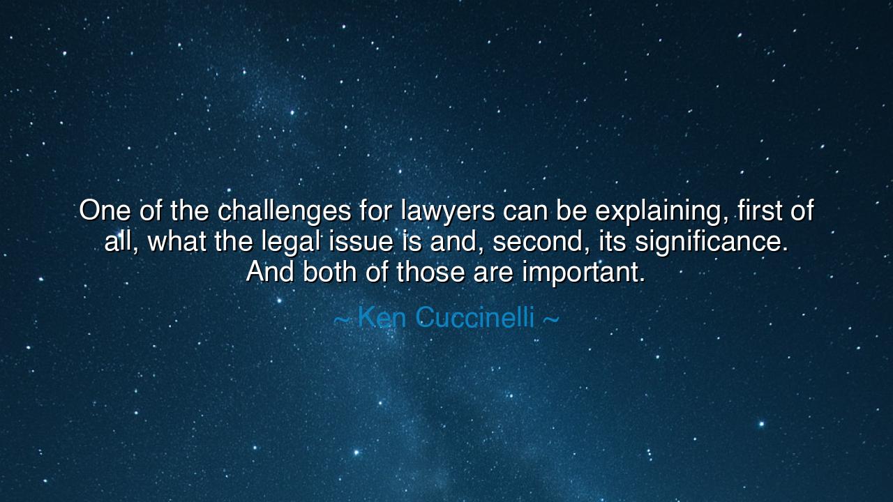 One of the challenges for lawyers can be explaining, first of