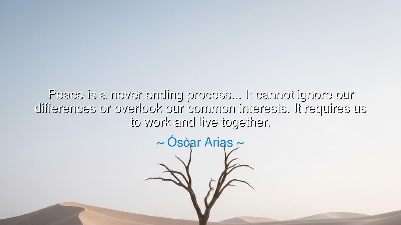 Peace is a never ending process... It cannot ignore our