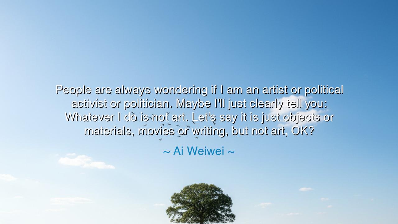 People are always wondering if I am an artist or political