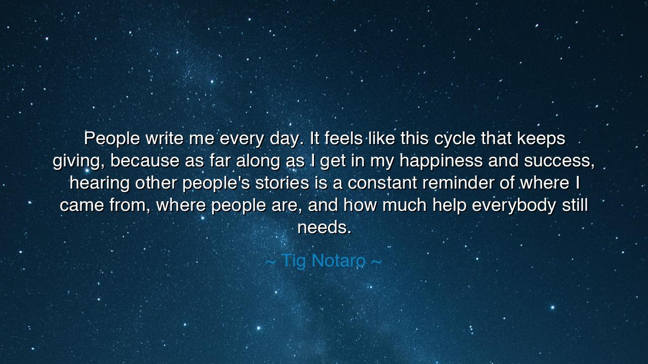 People write me every day. It feels like this cycle that keeps