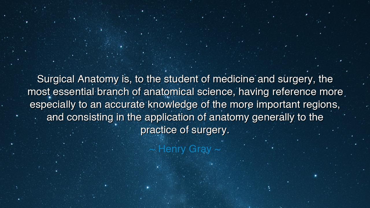 Surgical Anatomy is, to the student of medicine and surgery, the
