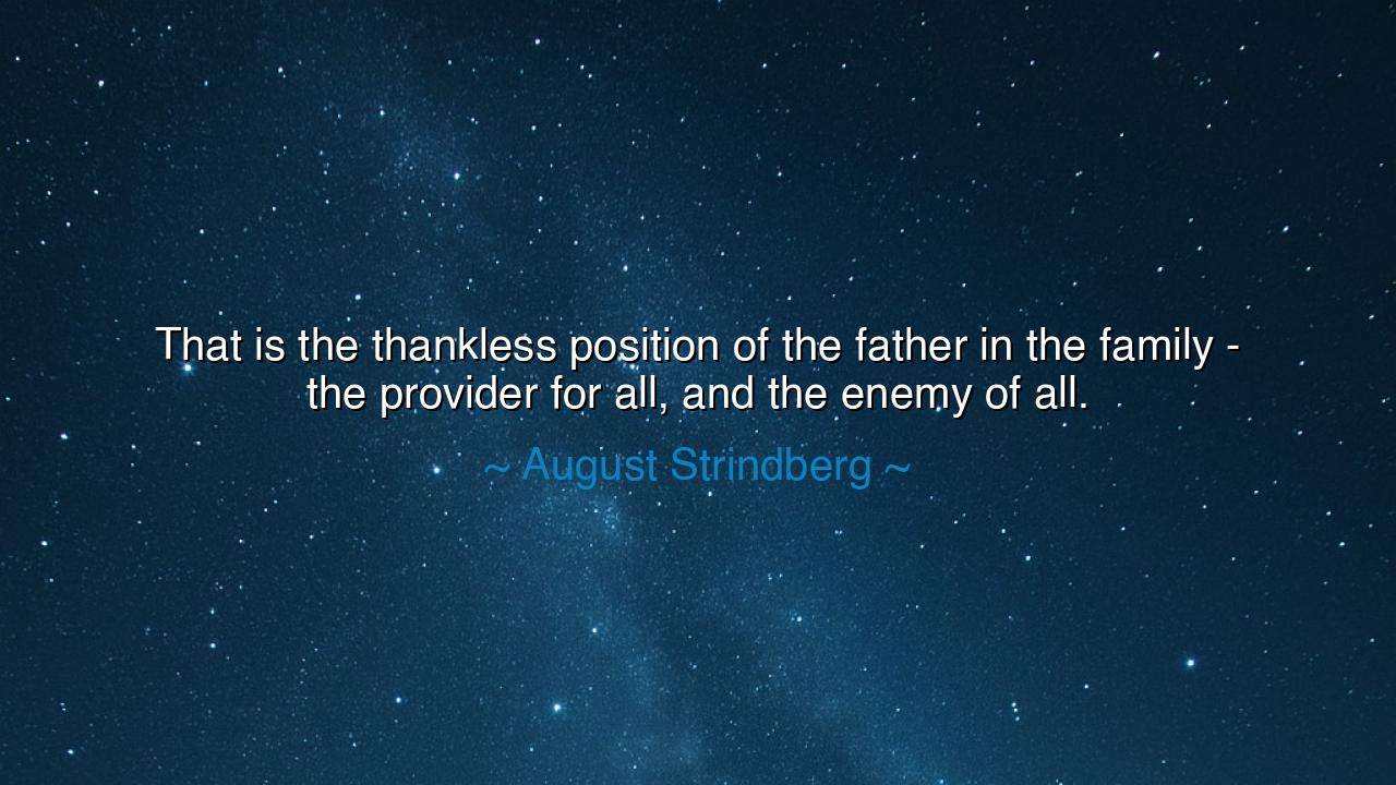 That is the thankless position of the father in the family - the